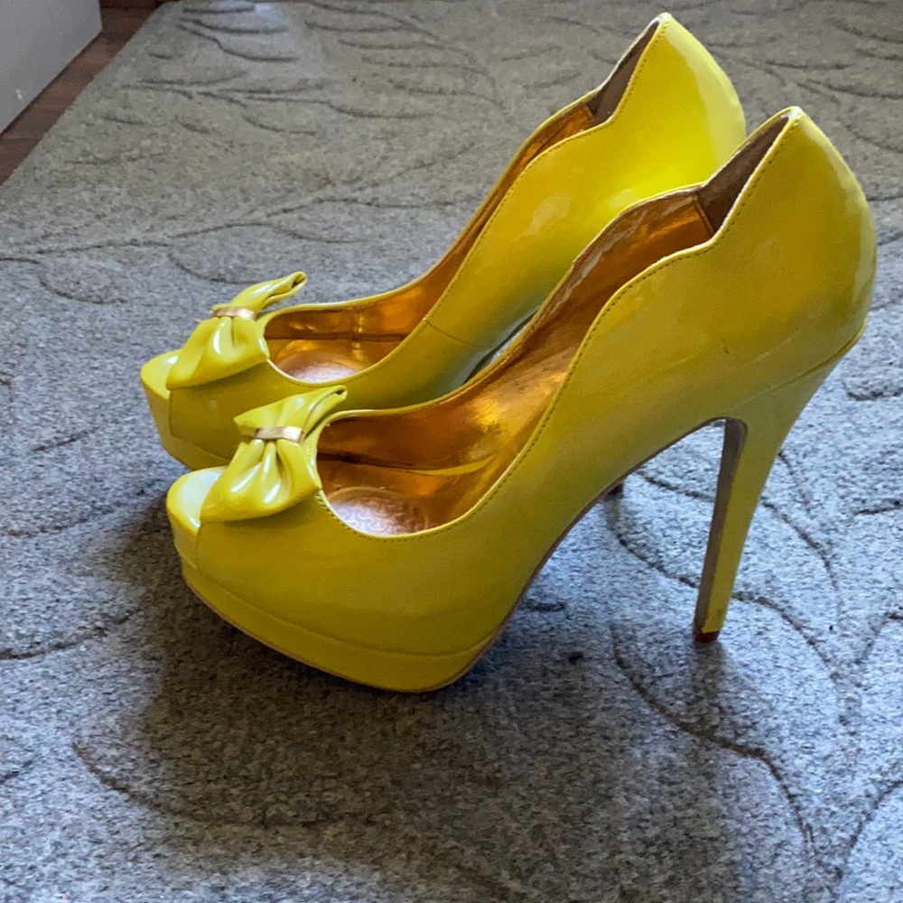 Bright Yellow Stiletto Heels.